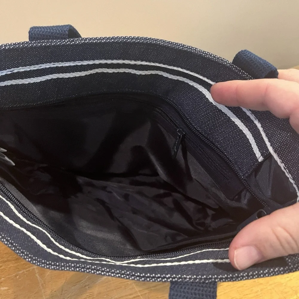 NEW Thirty One Classic‎ Day Bag In Navy Wide Stripe
